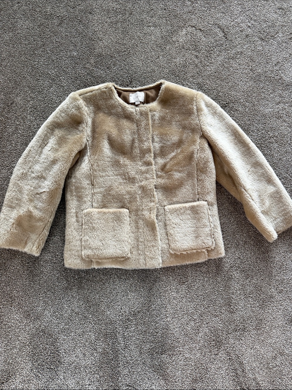 LOFT Faux-Fur Coat in Light Beige